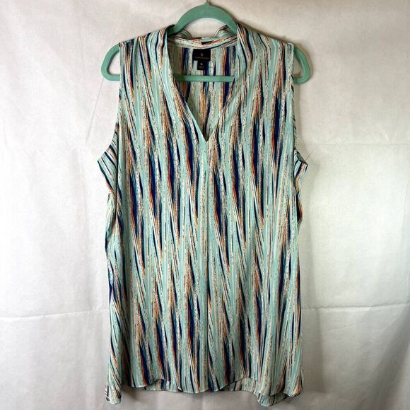 Worthington Colorful Abstract Print Sleeveless Vneck Tank Blouse Size XL - Picture 8 of 8